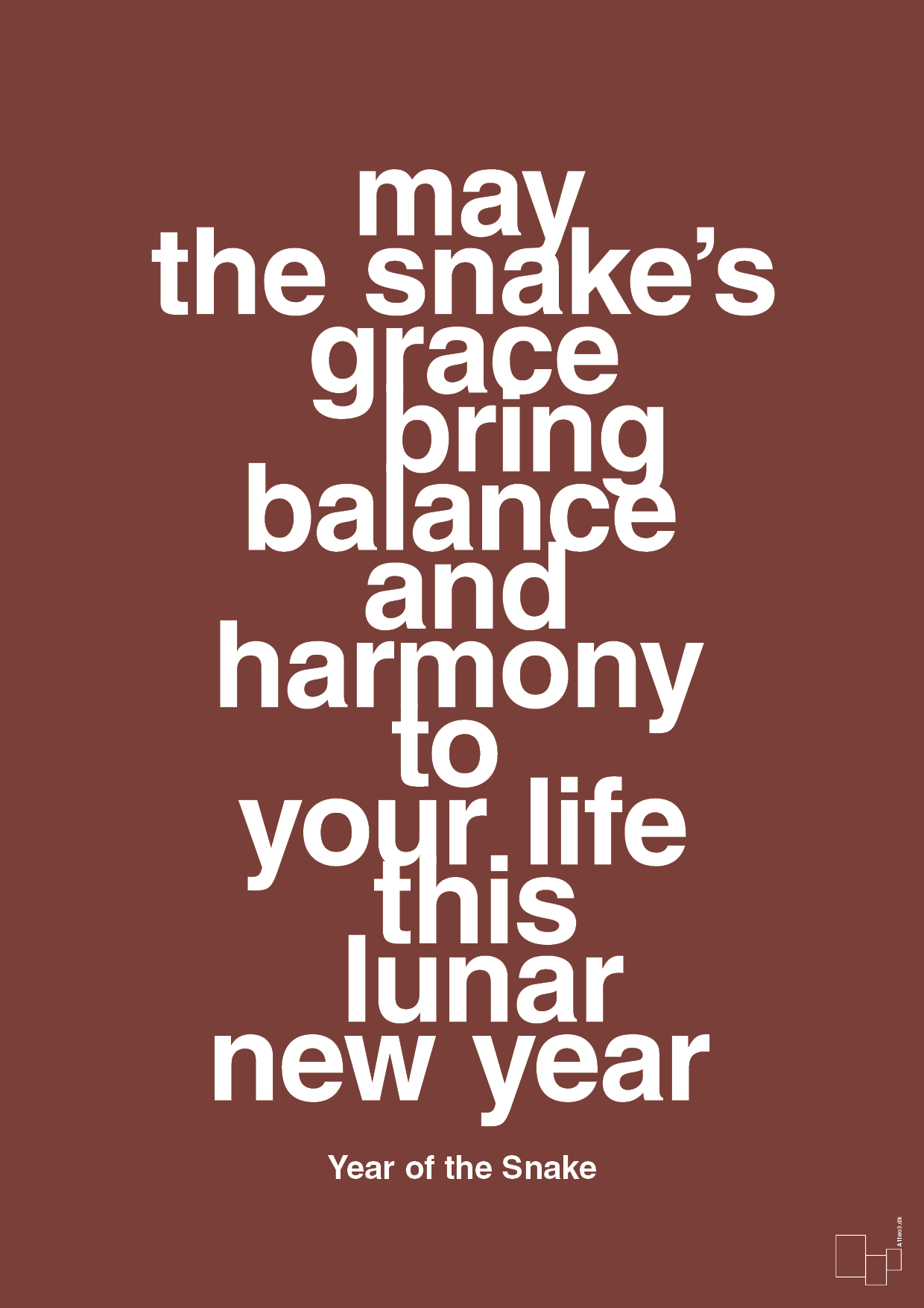 plakat: may the snakes grace bring balance and harmony to your life this lunar new year - red pepper-Kina-A1two3
