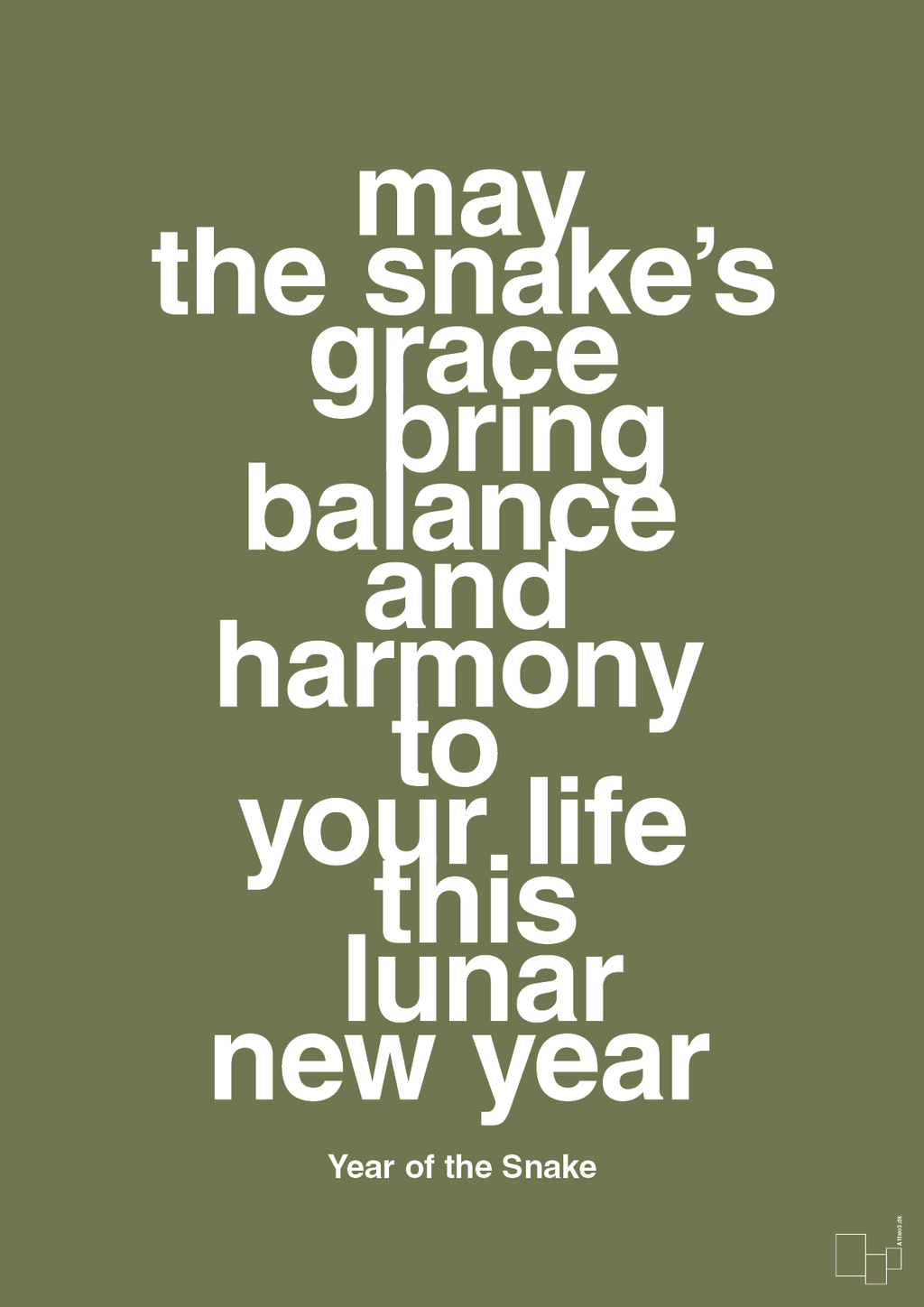 plakat: may the snakes grace bring balance and harmony to your life this lunar new year - secret meadow-Kina-A1two3