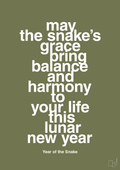 plakat: may the snakes grace bring balance and harmony to your life this lunar new year - secret meadow-Kina-A1two3
