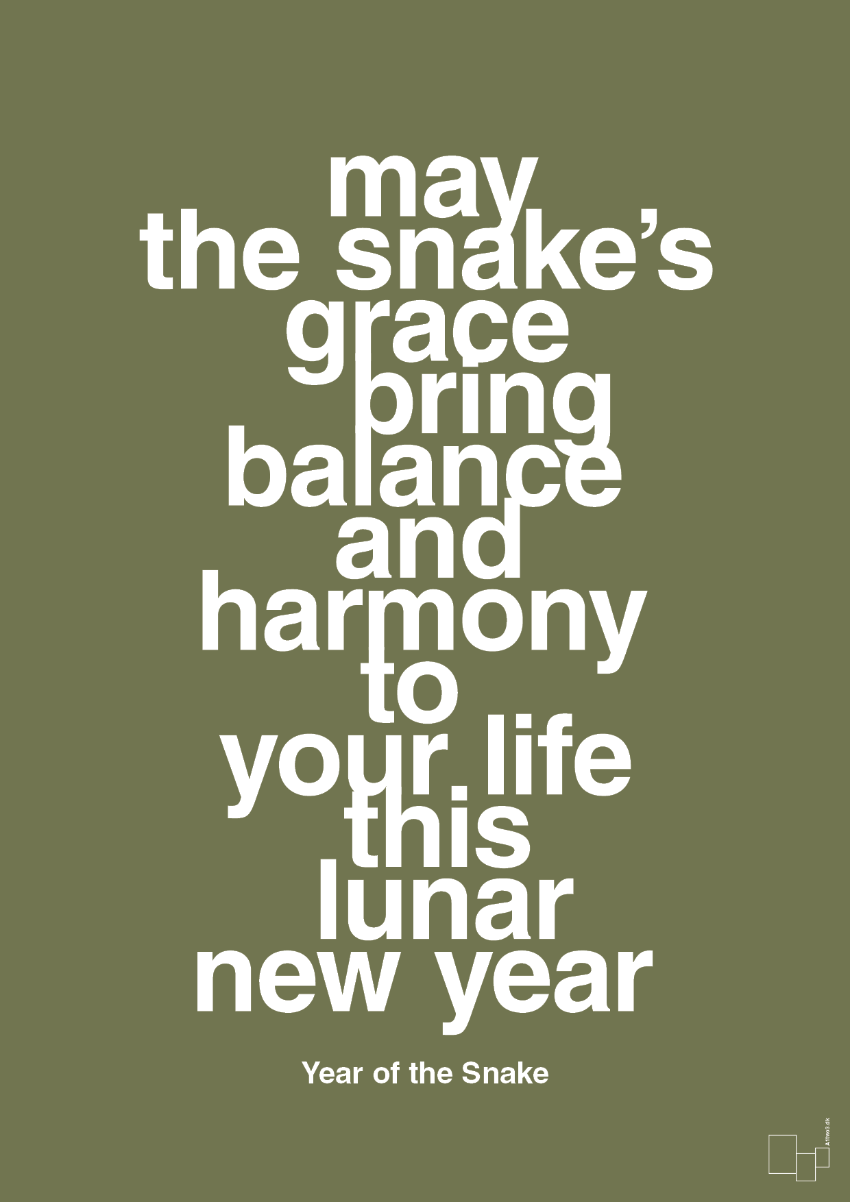 plakat: may the snakes grace bring balance and harmony to your life this lunar new year - secret meadow-Kina-A1two3