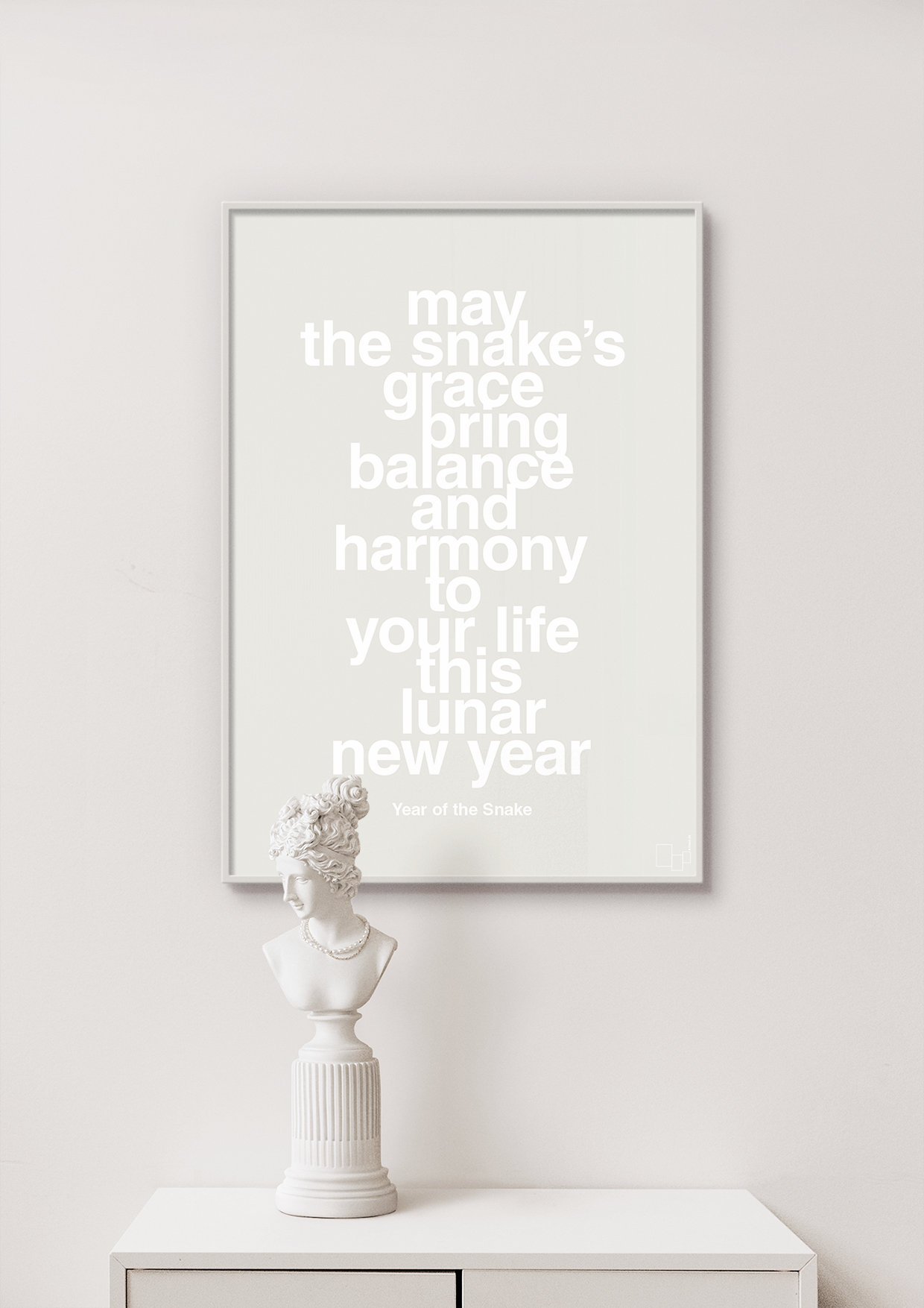 plakat: may the snakes grace bring balance and harmony to your life this lunar new year - graphic charcoal-Kina-A1two3