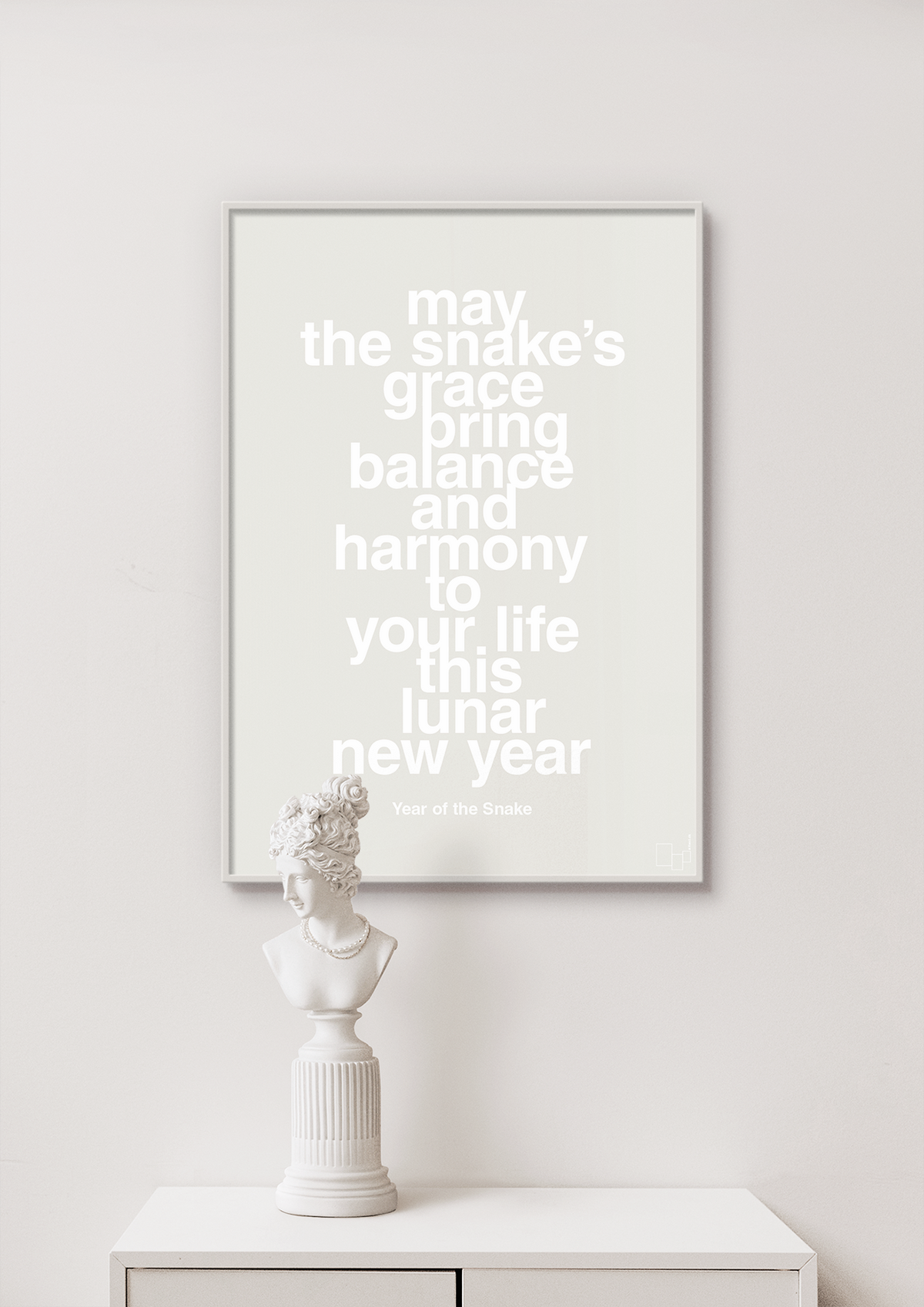 plakat: may the snakes grace bring balance and harmony to your life this lunar new year - bubble shell-Kina-A1two3
