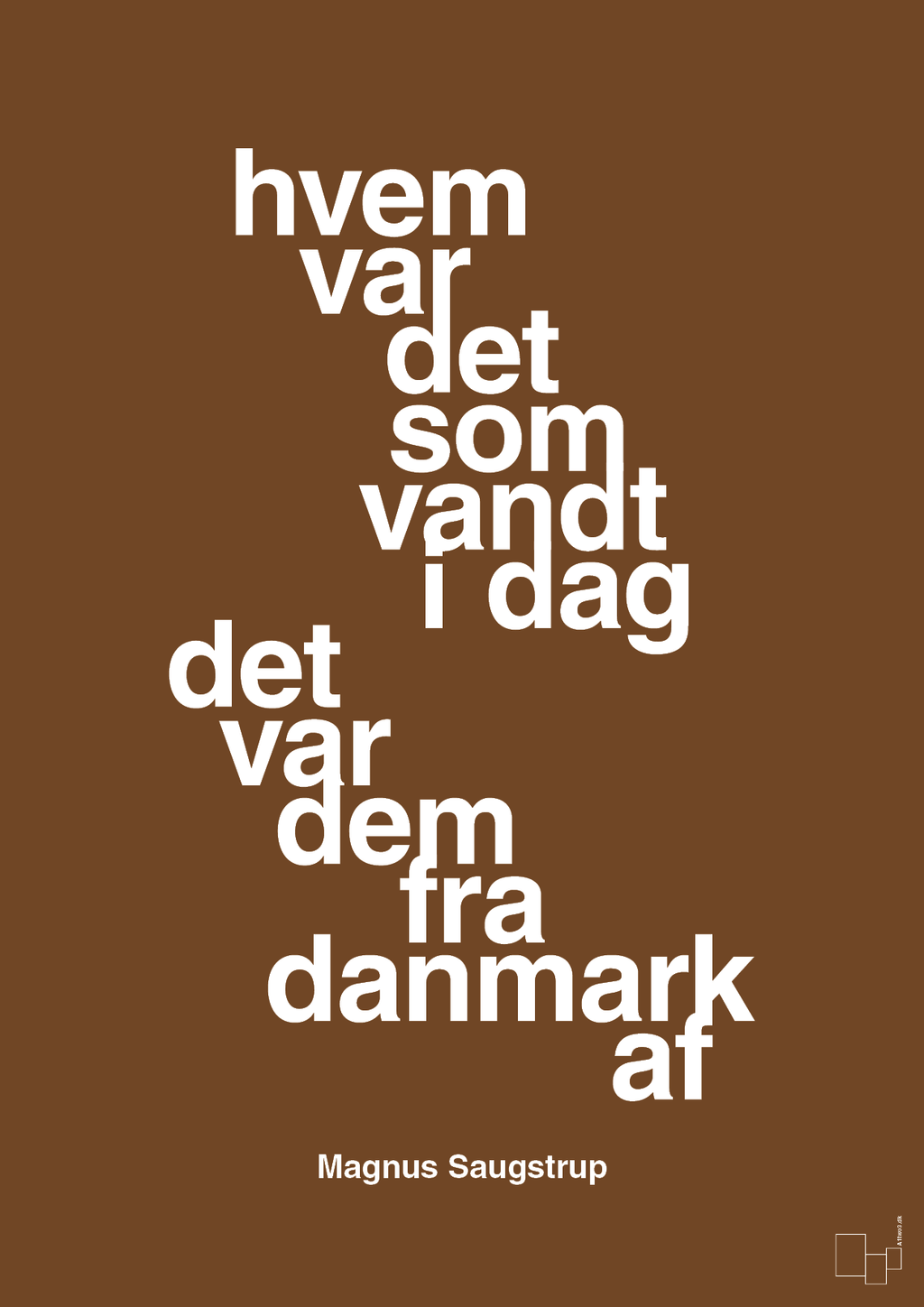 plakat: hvem var det som vandt i dag det var dem fra danmark af - dark brown-Håndbold-A1two3