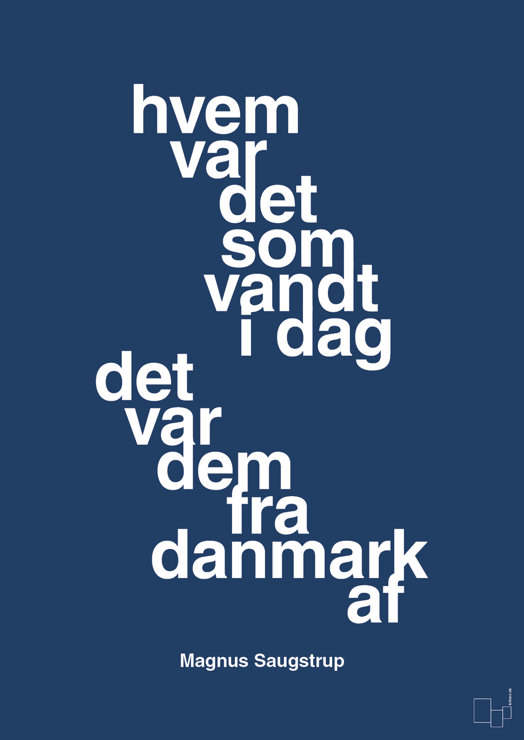 plakat: hvem var det som vandt i dag det var dem fra danmark af - lapis blue-Håndbold-A1two3