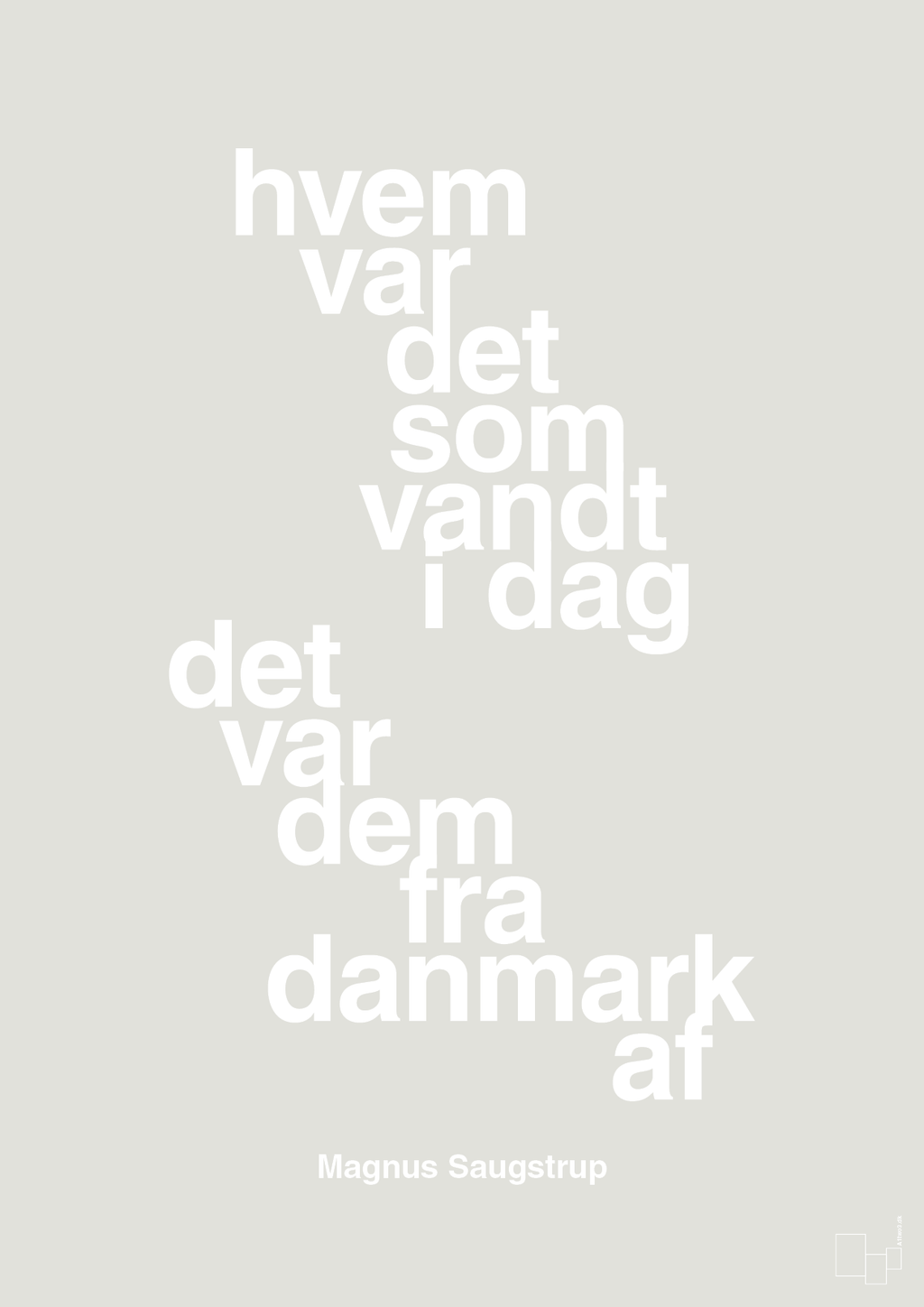 plakat: hvem var det som vandt i dag det var dem fra danmark af - painters white-Håndbold-A1two3