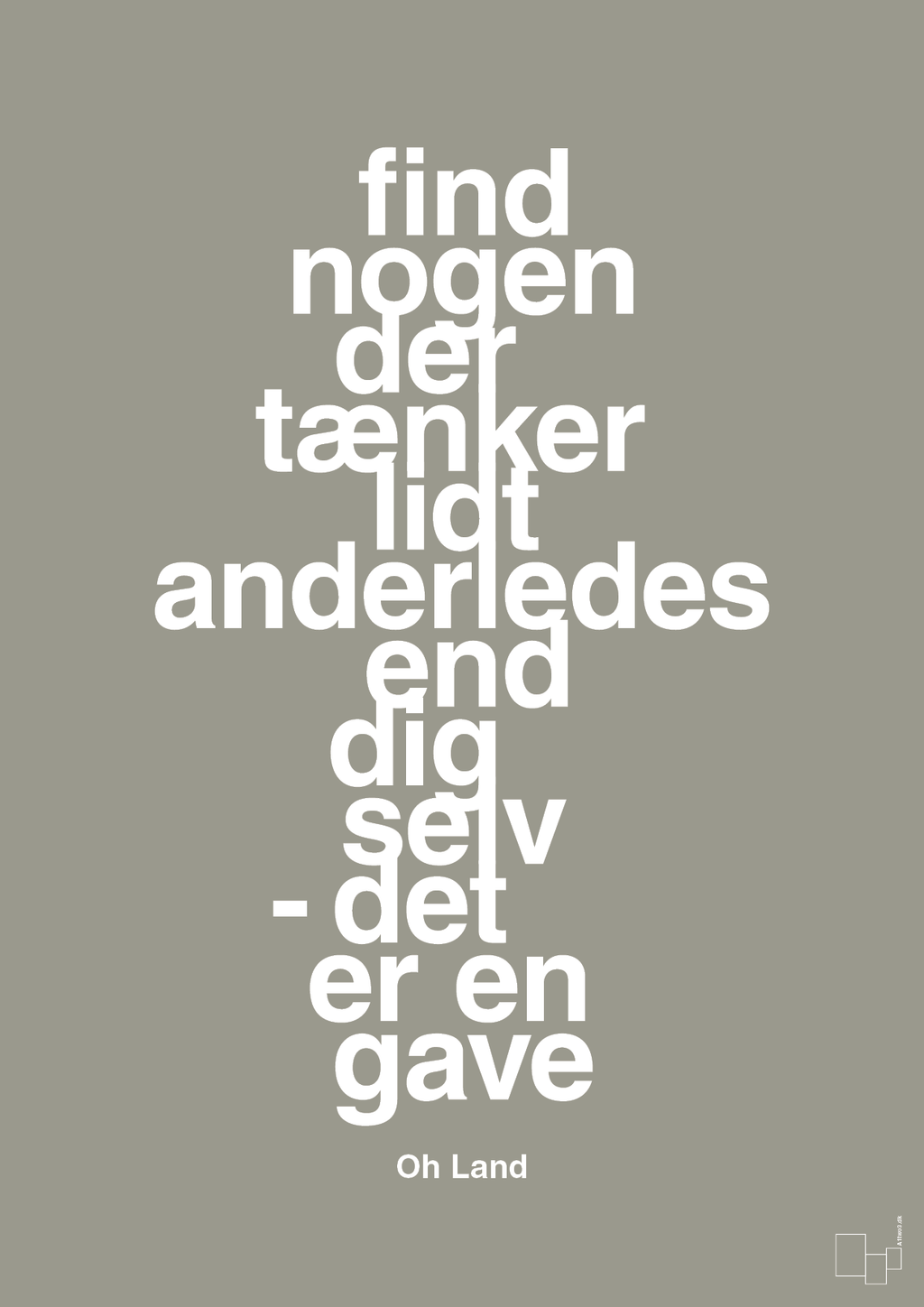 plakat: find nogen der tænker lidt anderledes end dig selv det er en gave - battleship gray-Musiker-A1two3