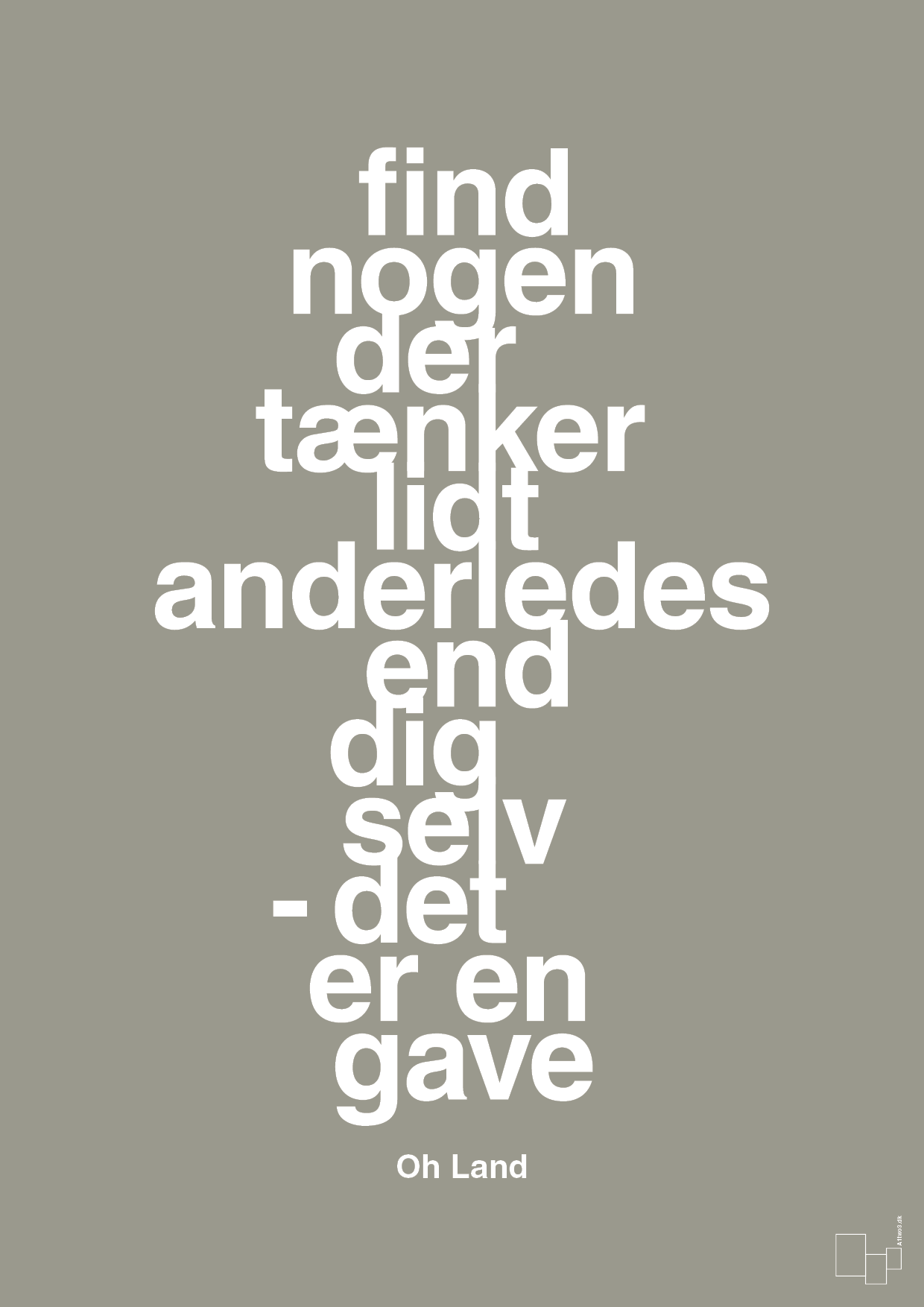 plakat: find nogen der tænker lidt anderledes end dig selv det er en gave - battleship gray-Musiker-A1two3