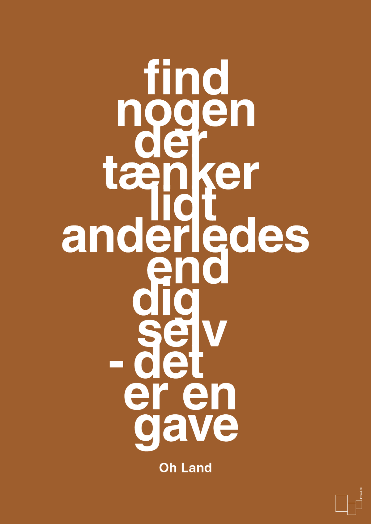 plakat: find nogen der tænker lidt anderledes end dig selv det er en gave - cognac-Musiker-A1two3