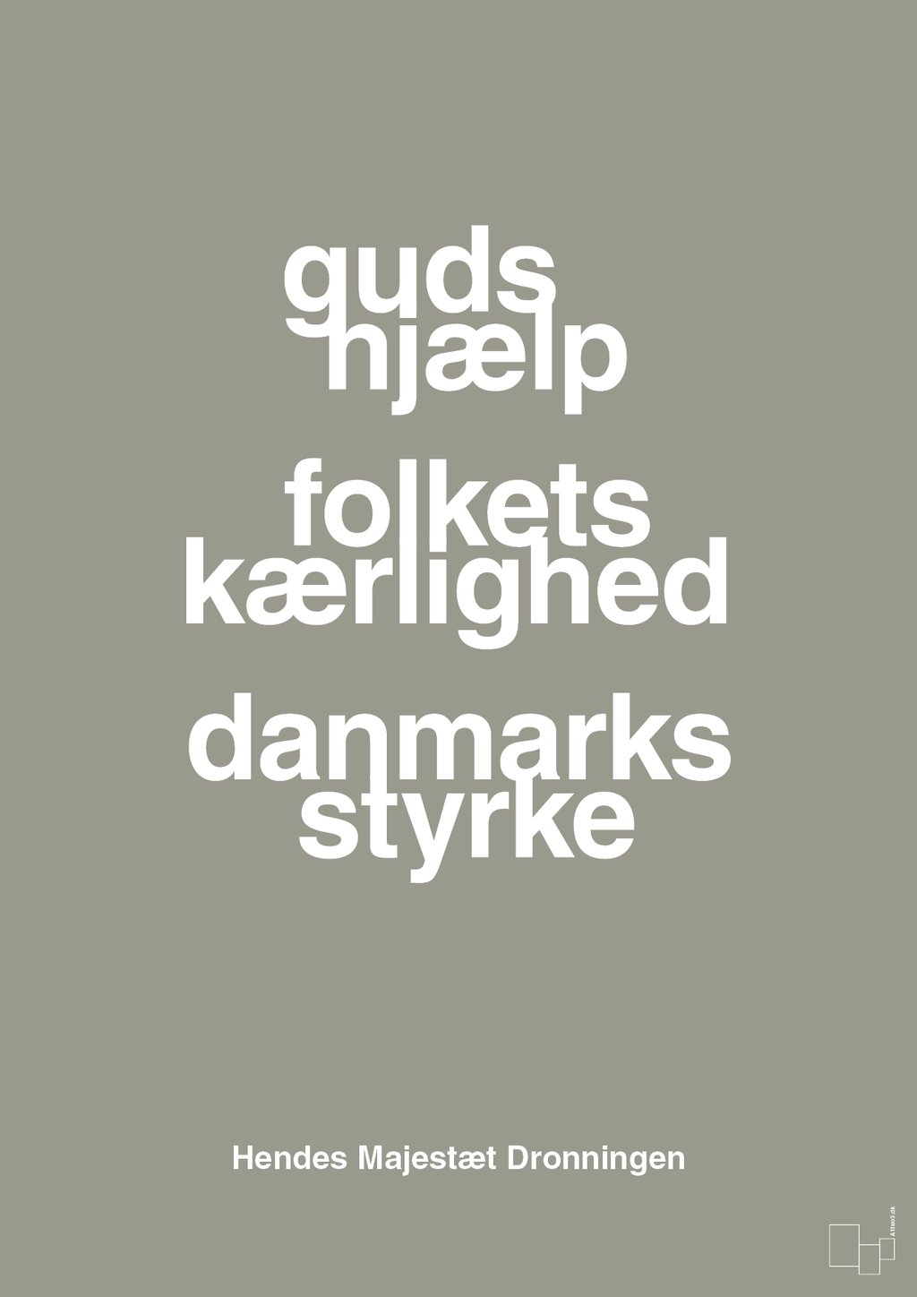 plakat: guds hjælp folkets kærlighed danmarks styrke - battleship gray-Royale-A1two3