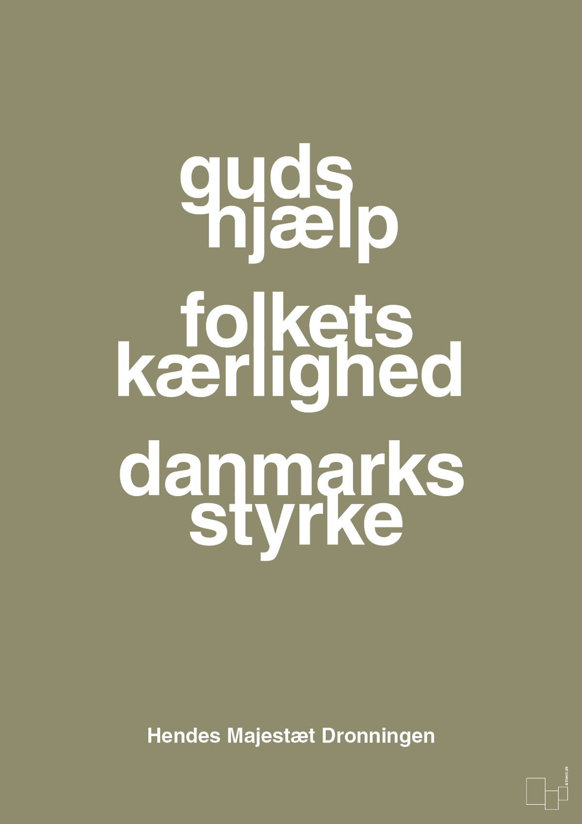 plakat: guds hjælp folkets kærlighed danmarks styrke - misty forrest-Royale-A1two3