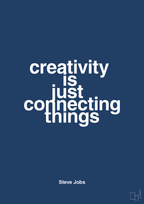 plakat: creativity is just connecting things - lapis blue-Opfinder-A1two3