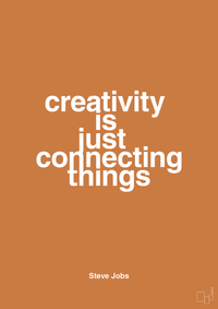 plakat: creativity is just connecting things - rumba orange