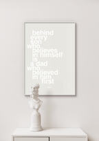 plakat: behind every son who believes in himself is a dad who believed in him first - jade-Far-A1two3