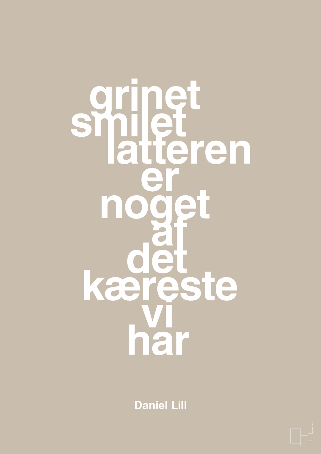 plakat: grinet smilet latteren er noget af det kæreste vi har - creamy mushroom-Humor-A1two3