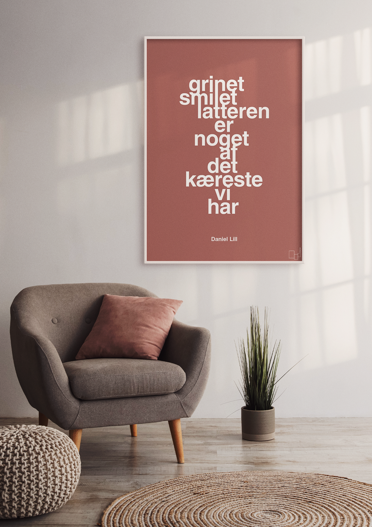 plakat: grinet smilet latteren er noget af det kæreste vi har - battleship gray-Humor-A1two3