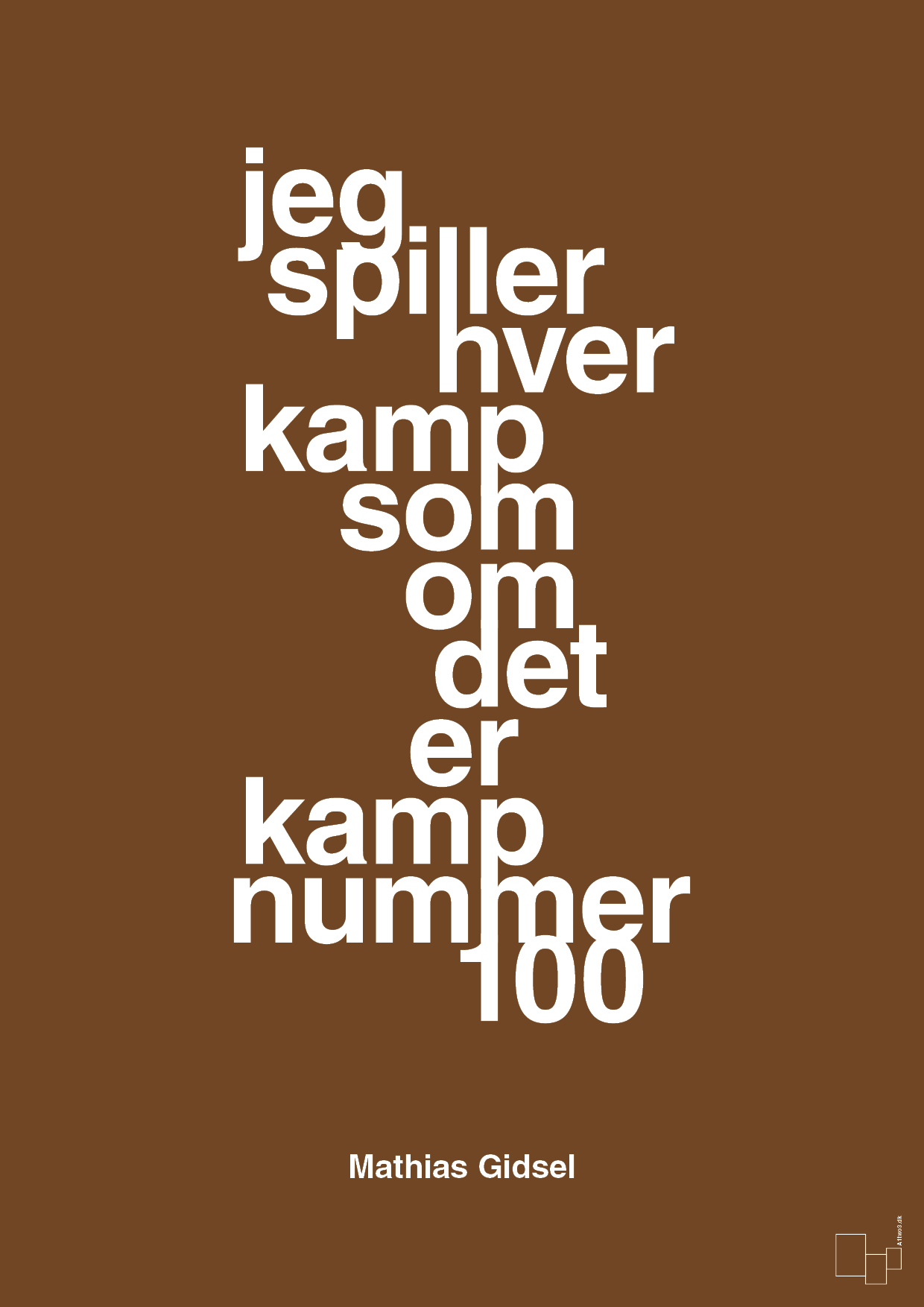 plakat: jeg spiller hver kamp som om det er kamp nummer 100 - dark brown-Håndbold-A1two3