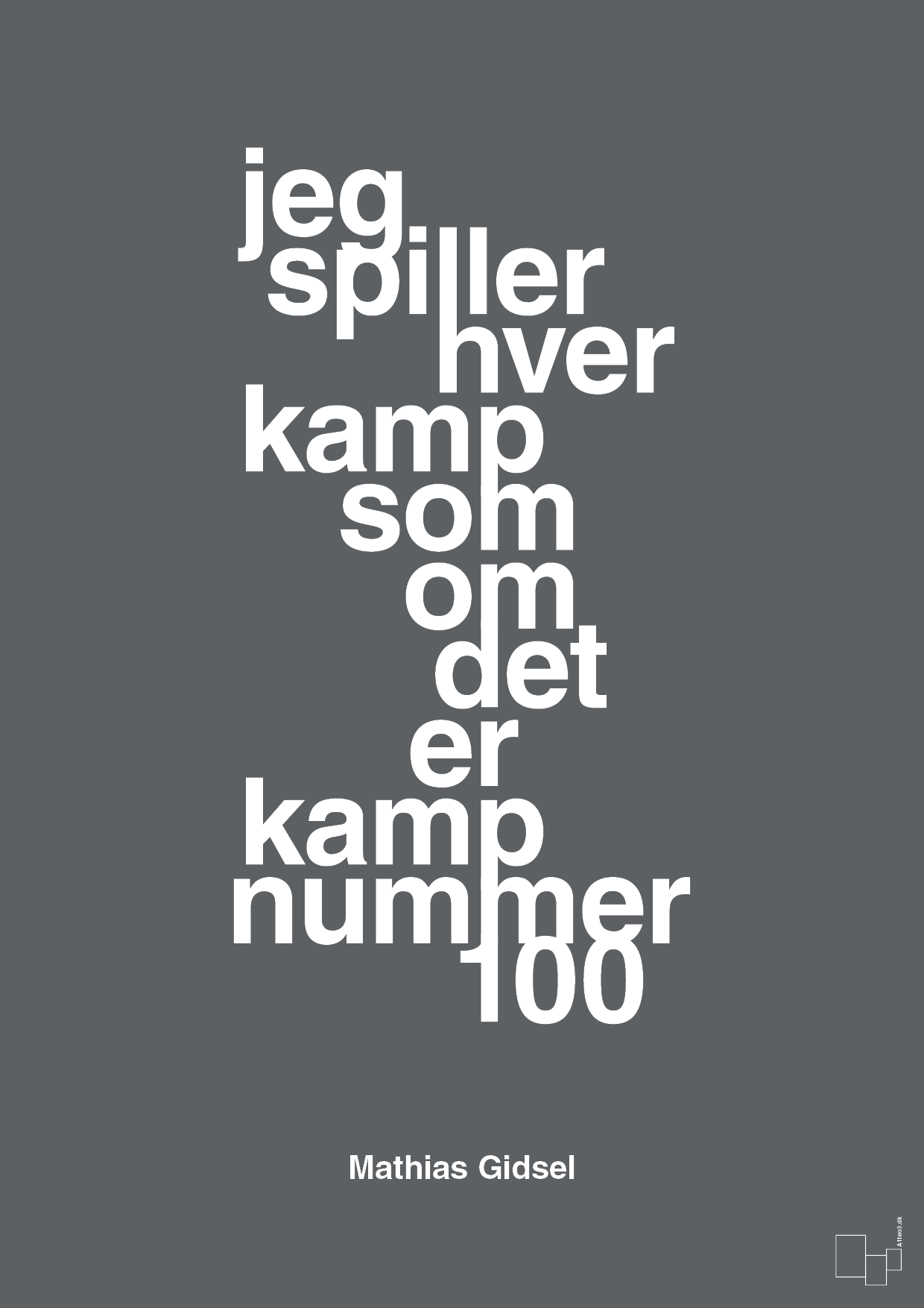 plakat: jeg spiller hver kamp som om det er kamp nummer 100 - graphic charcoal-Håndbold-A1two3