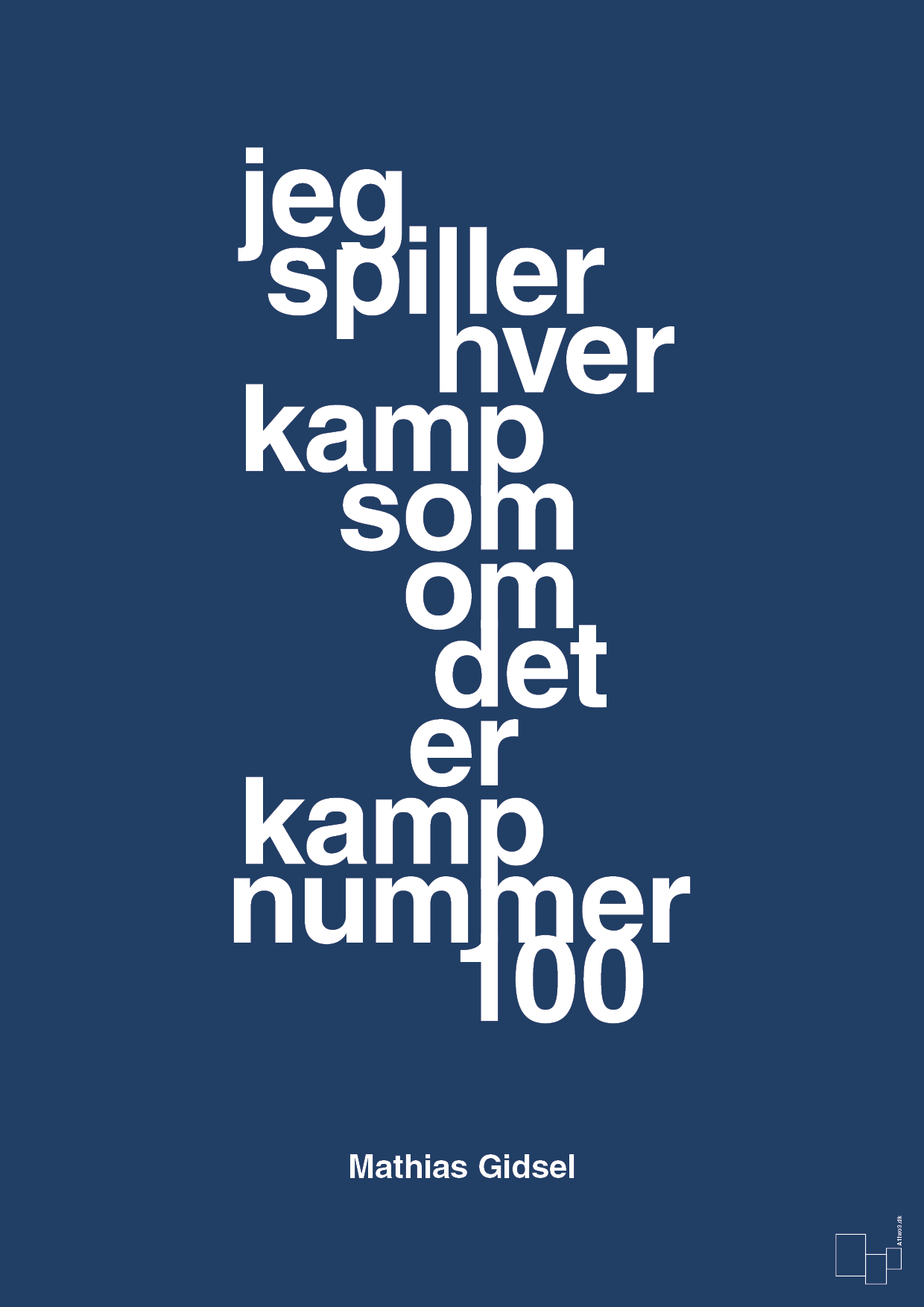 plakat: jeg spiller hver kamp som om det er kamp nummer 100 - lapis blue-Håndbold-A1two3