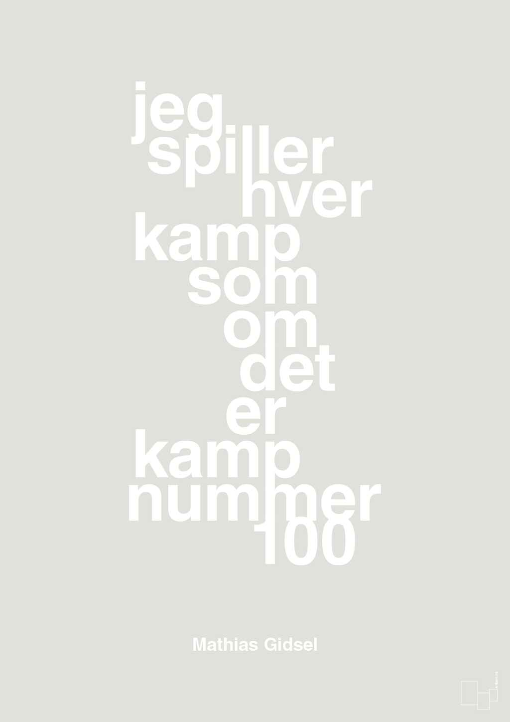 plakat: jeg spiller hver kamp som om det er kamp nummer 100 - painters white-Håndbold-A1two3