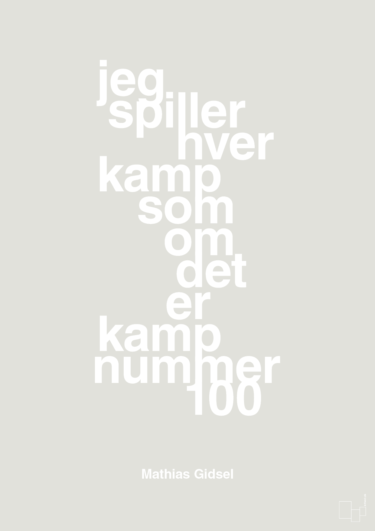 plakat: jeg spiller hver kamp som om det er kamp nummer 100 - painters white-Håndbold-A1two3