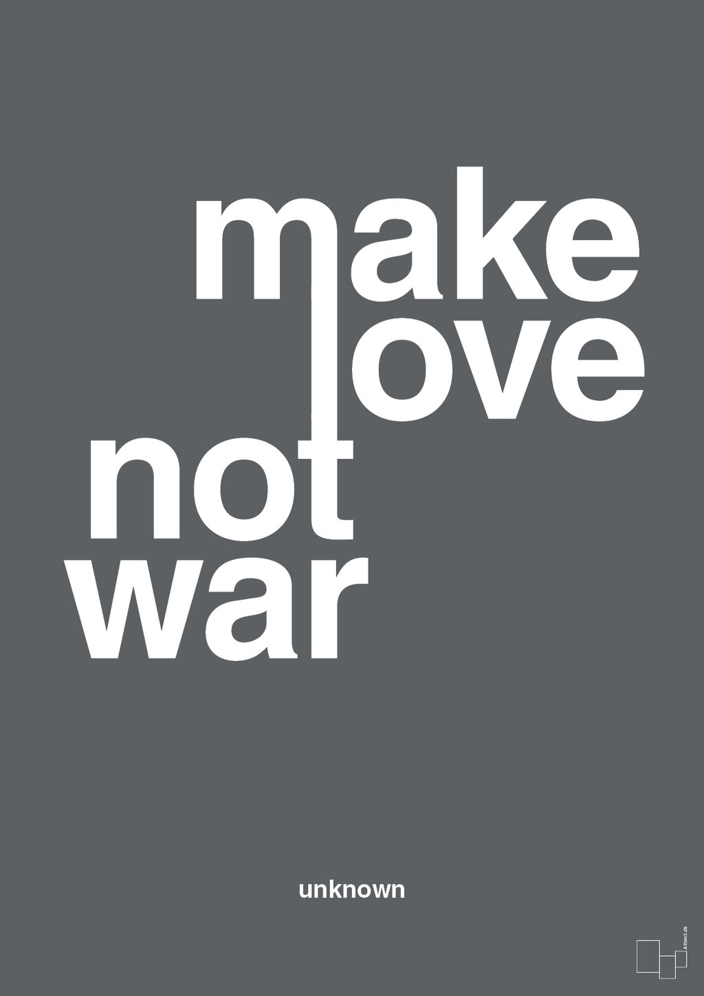 plakat: make love not war - graphic charcoal-Unknown-A1two3