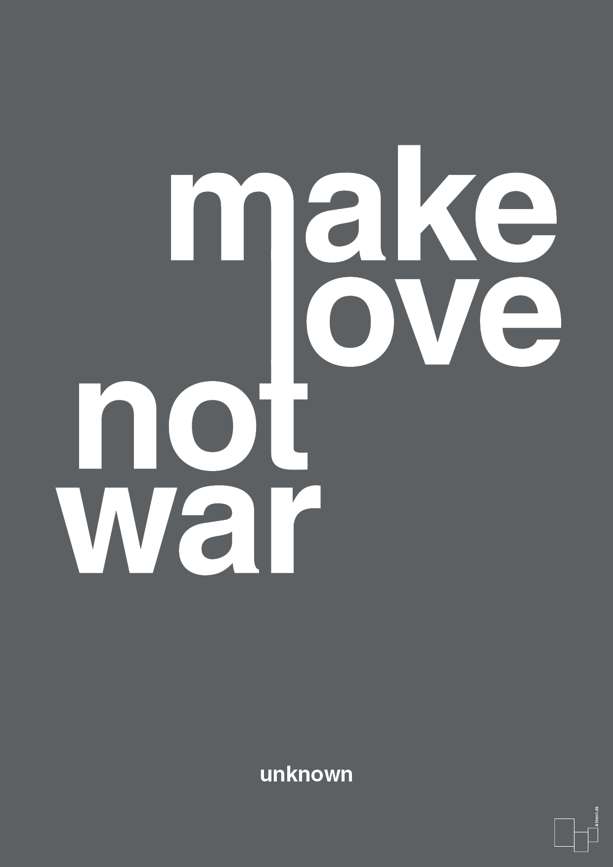 plakat: make love not war - graphic charcoal-Unknown-A1two3