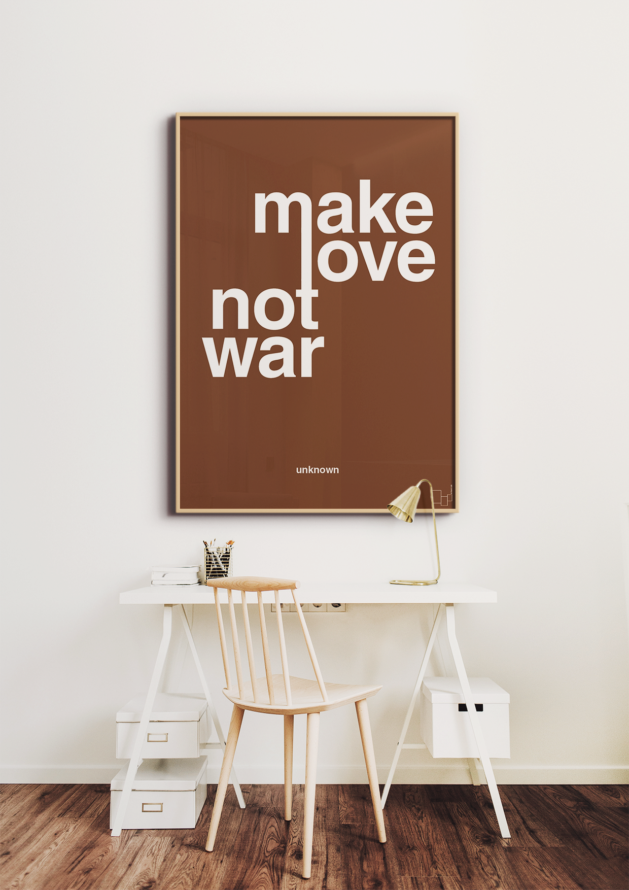 plakat: make love not war - graphic charcoal-Unknown-A1two3