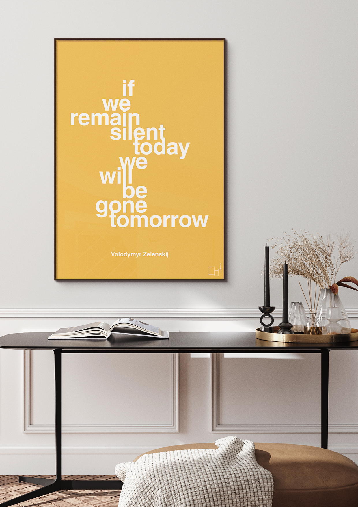 plakat: if we remain silent today we will be gone tomorrow - graphic charcoal-Politikker-A1two3