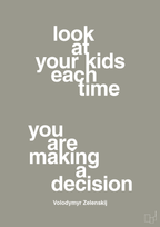 plakat: look at your kids each time you are making a decision - battleship gray-Politikker-A1two3