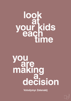 plakat: look at your kids each time you are making a decision - plum-Politikker-A1two3