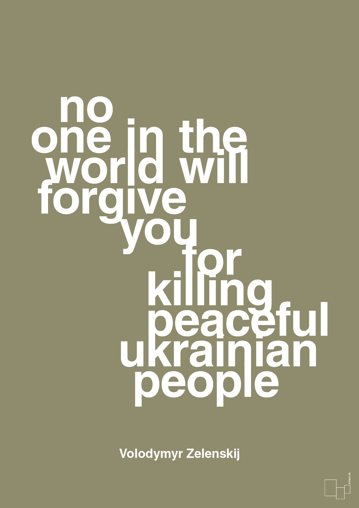 plakat: no one in the world will forgive you for killing peaceful ukrainian people - misty forrest-Politikker-A1two3