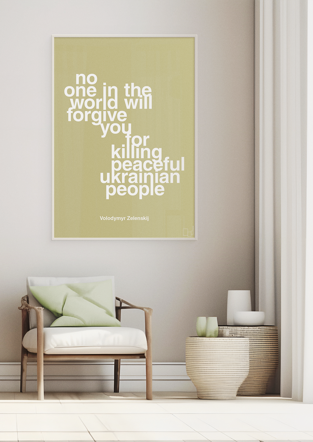 plakat: no one in the world will forgive you for killing peaceful ukrainian people - broken beige-Politikker-A1two3