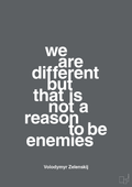 plakat: we are different but that is not a reason to be enemies - graphic charcoal-Politikker-A1two3