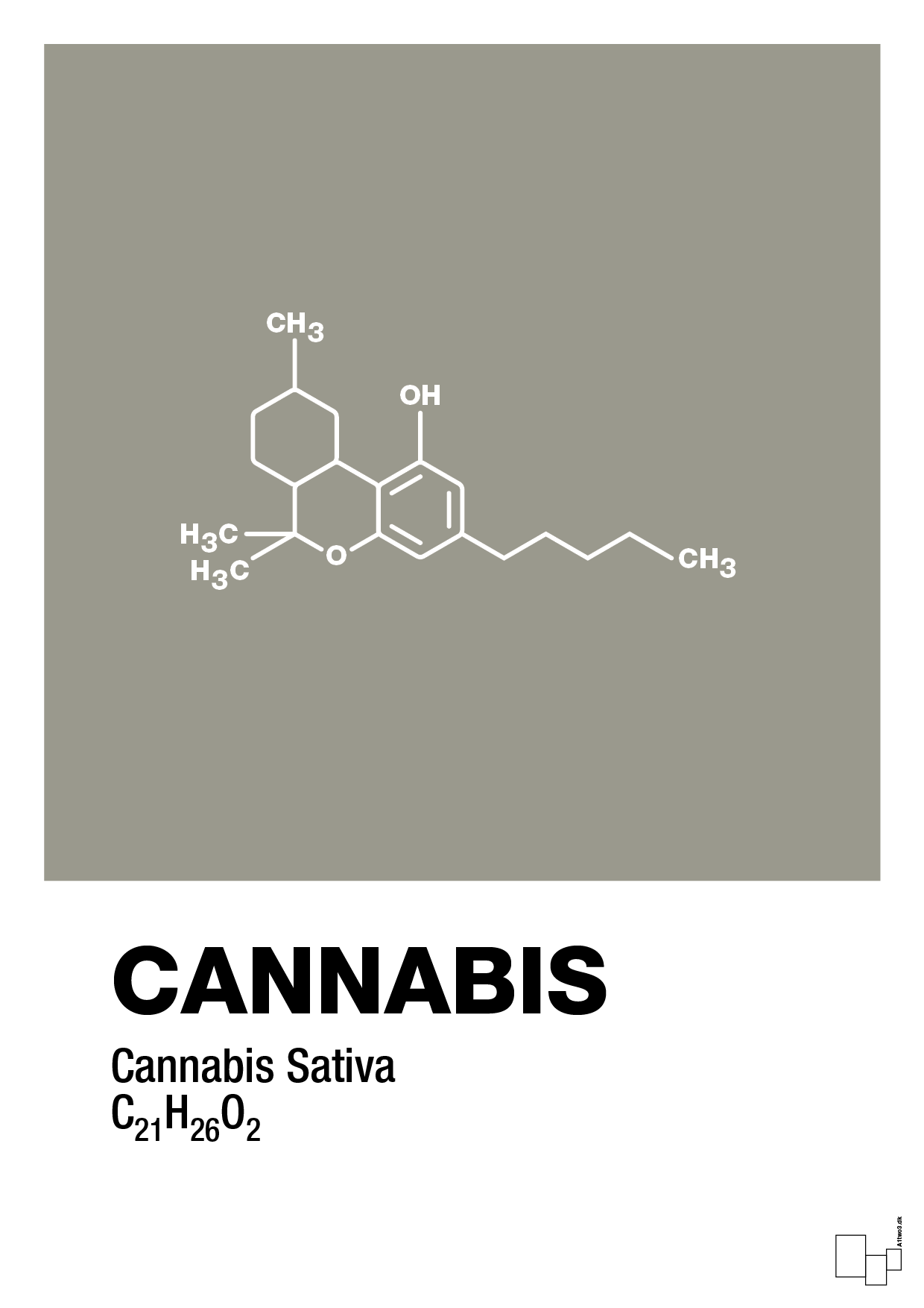 plakat: cannabis - battleship gray-Kemi-A1two3