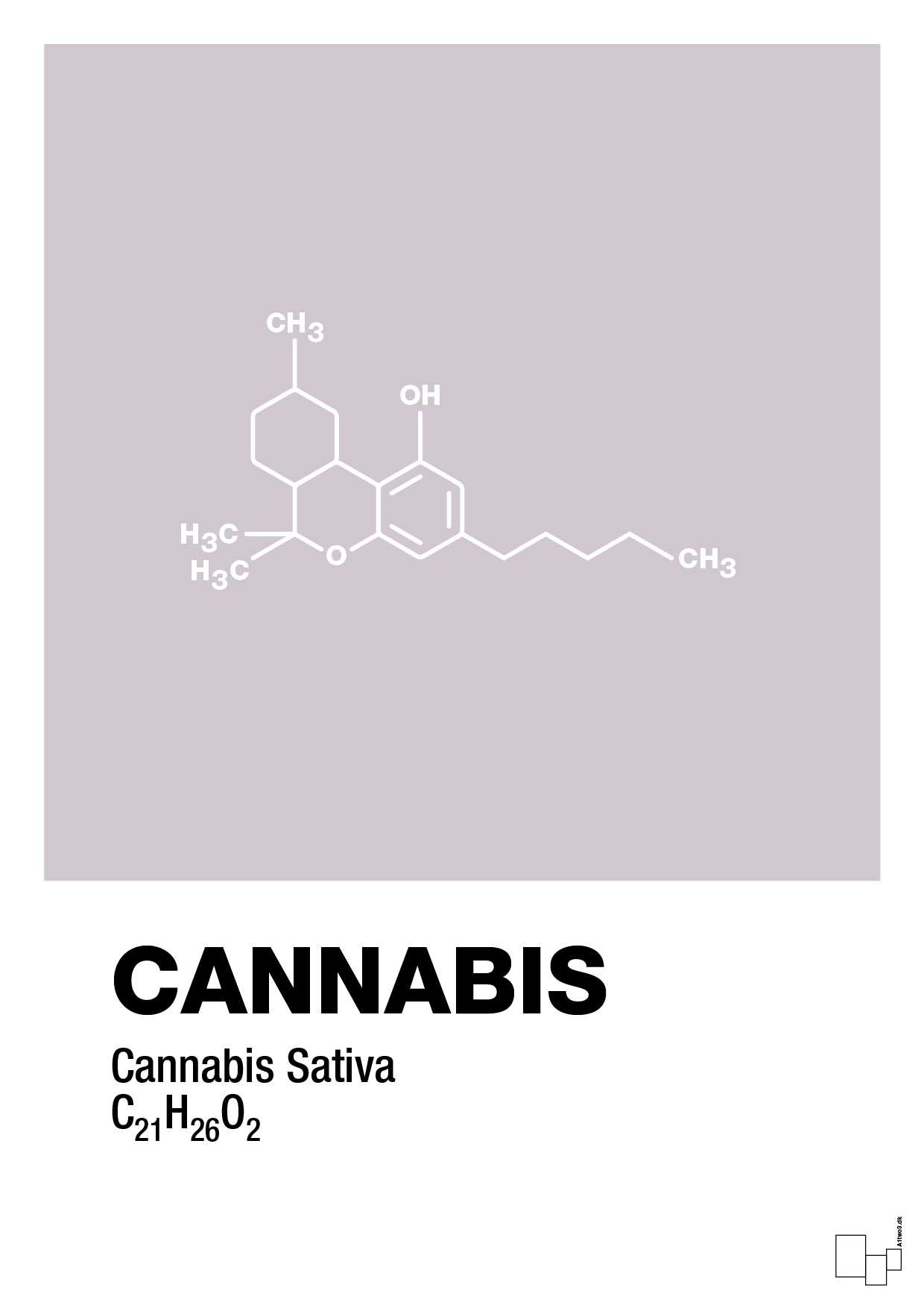plakat: cannabis - dusty lilac-Kemi-A1two3