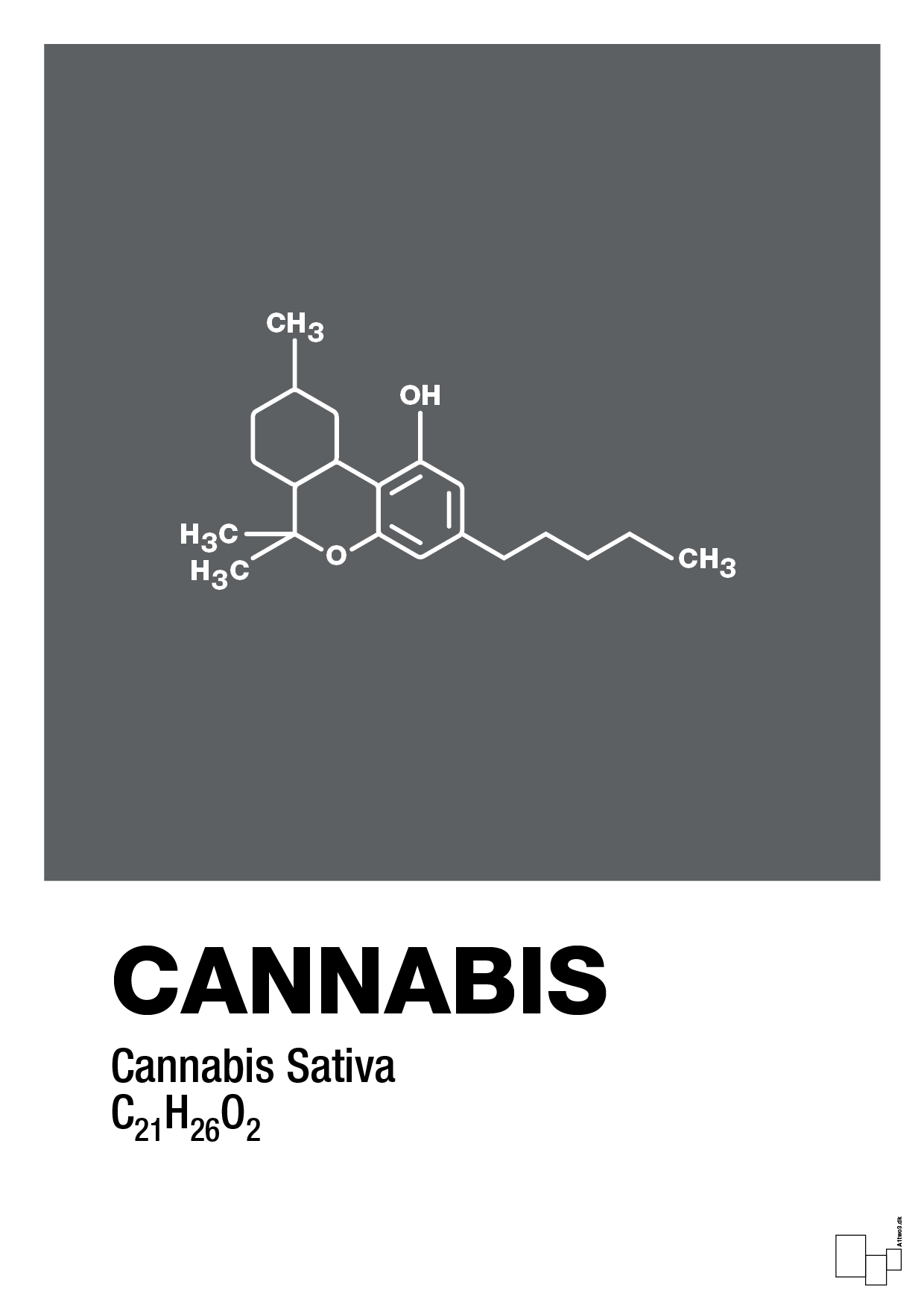 plakat: cannabis - graphic charcoal-Kemi-A1two3
