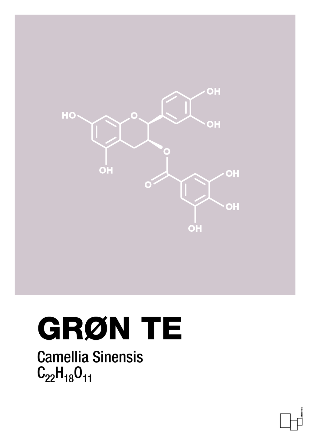 plakat: grøn te - dusty lilac-Kemi-A1two3
