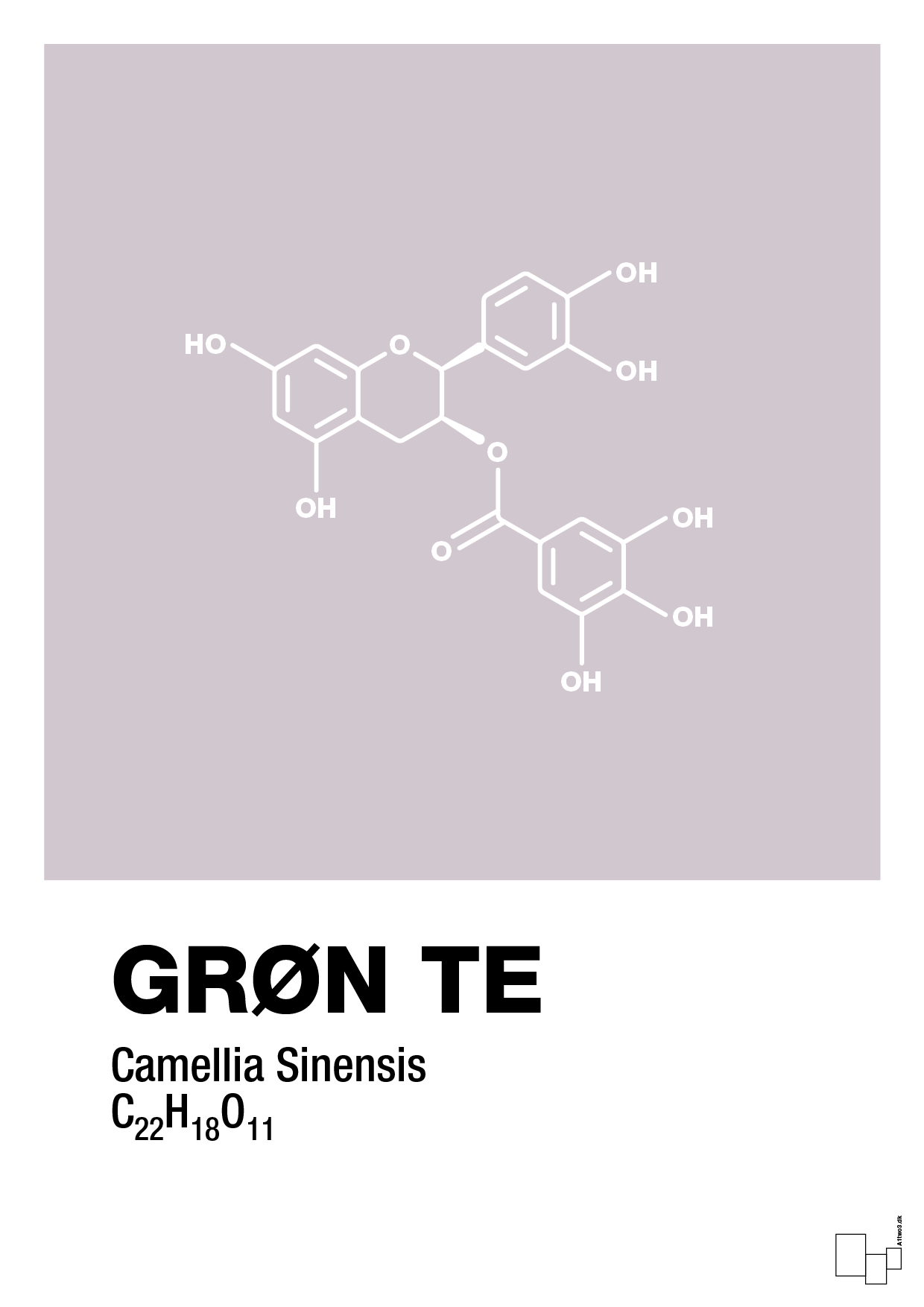 plakat: grøn te - dusty lilac-Kemi-A1two3