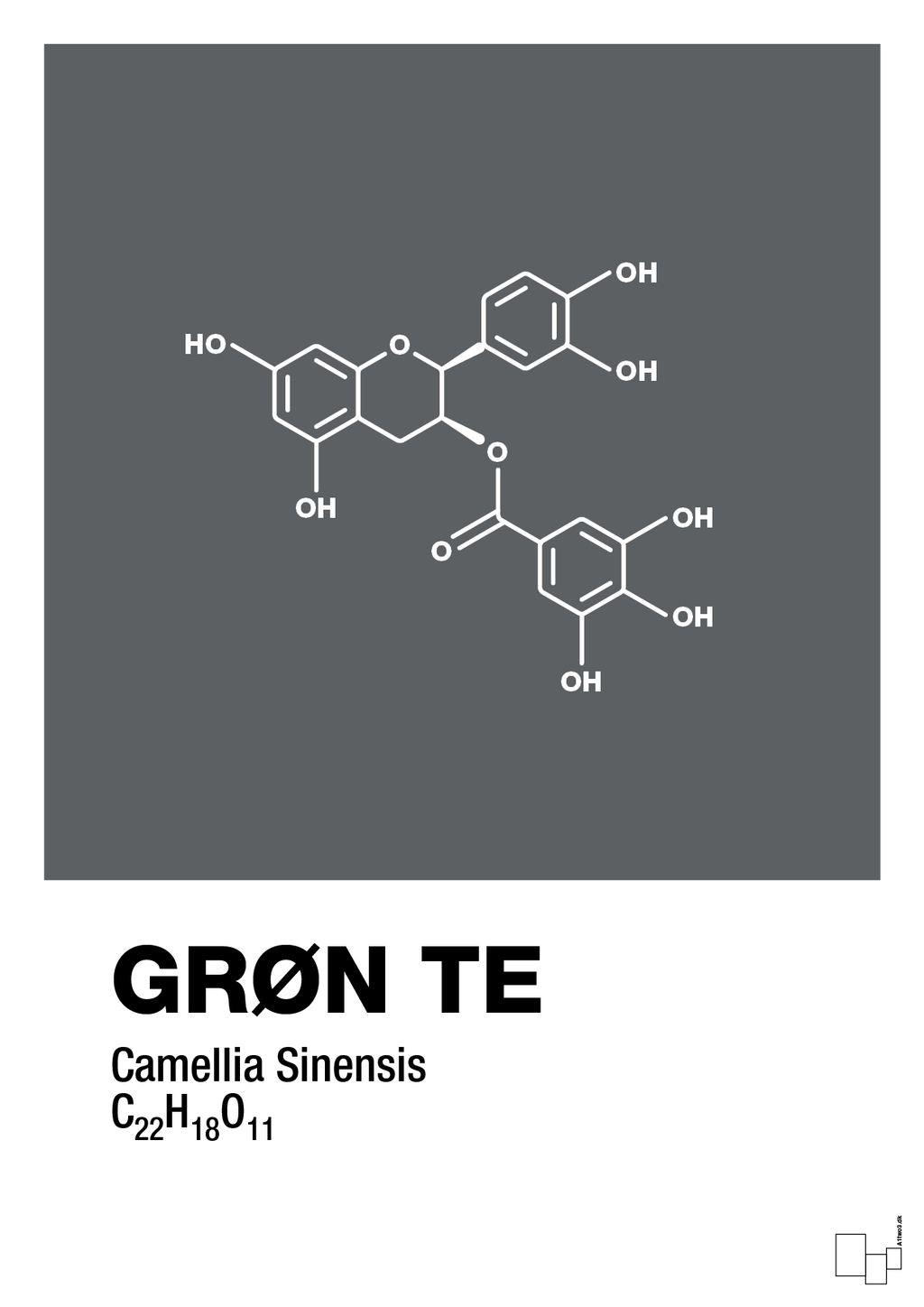 plakat: grøn te - graphic charcoal-Kemi-A1two3