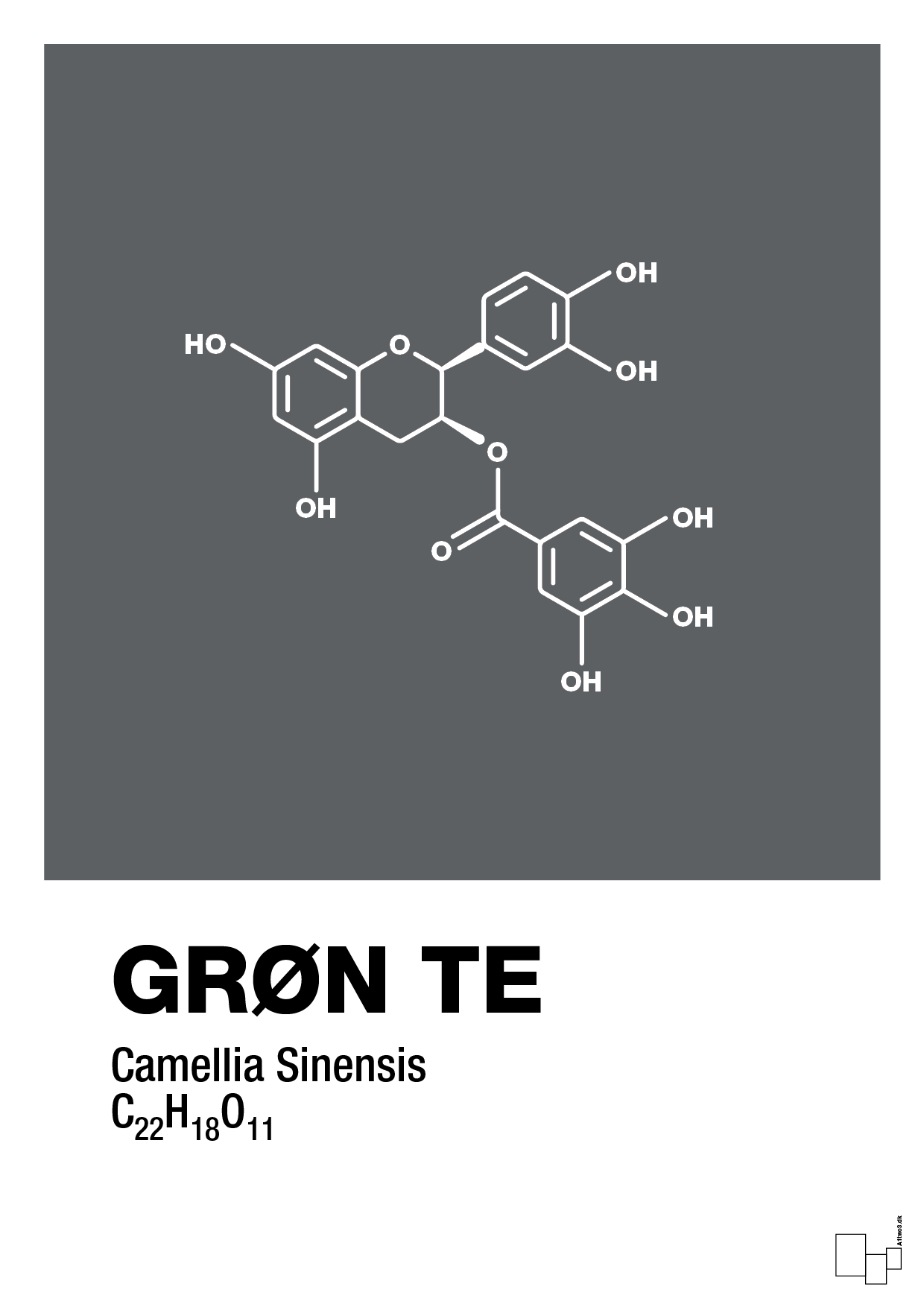 plakat: grøn te - graphic charcoal-Kemi-A1two3