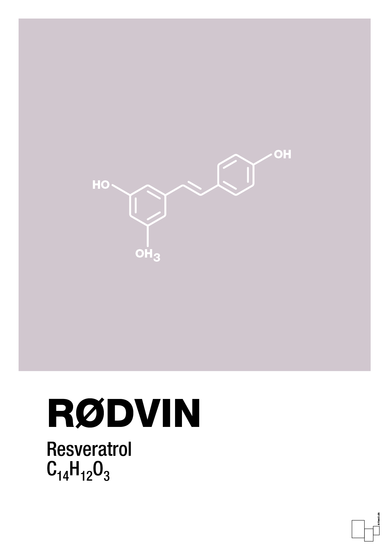 plakat: rødvin - dusty lilac-Kemi-A1two3