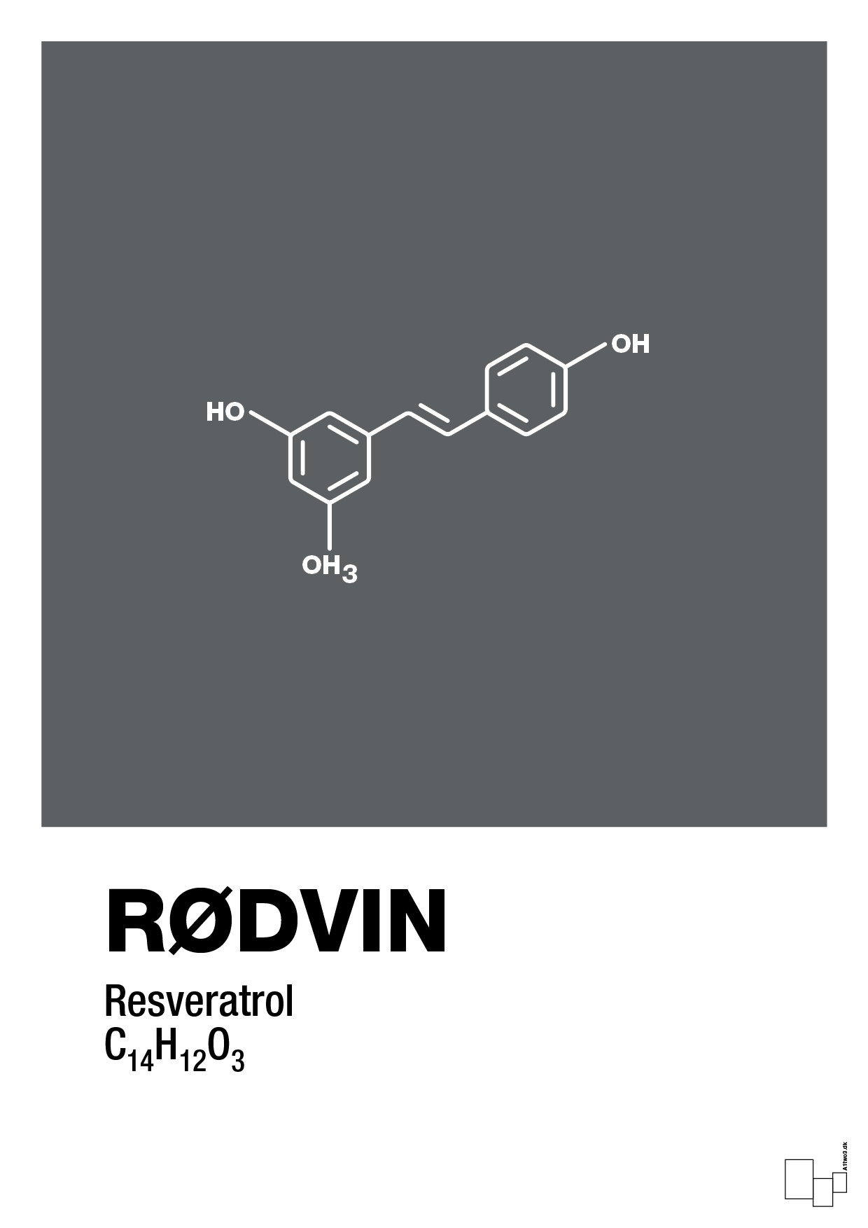 plakat: rødvin - graphic charcoal-Kemi-A1two3
