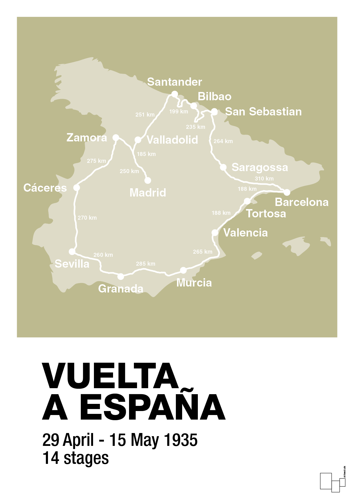 plakat: vuelta a españa 1935 - back to nature-Cykling-A1two3