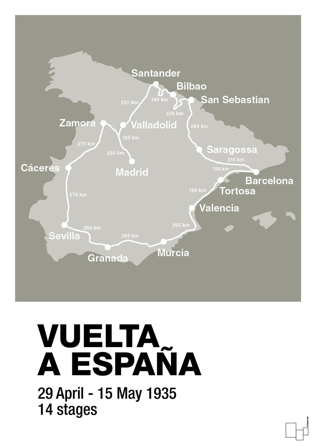 plakat: vuelta a españa 1935 - battleship gray-Cykling-A1two3
