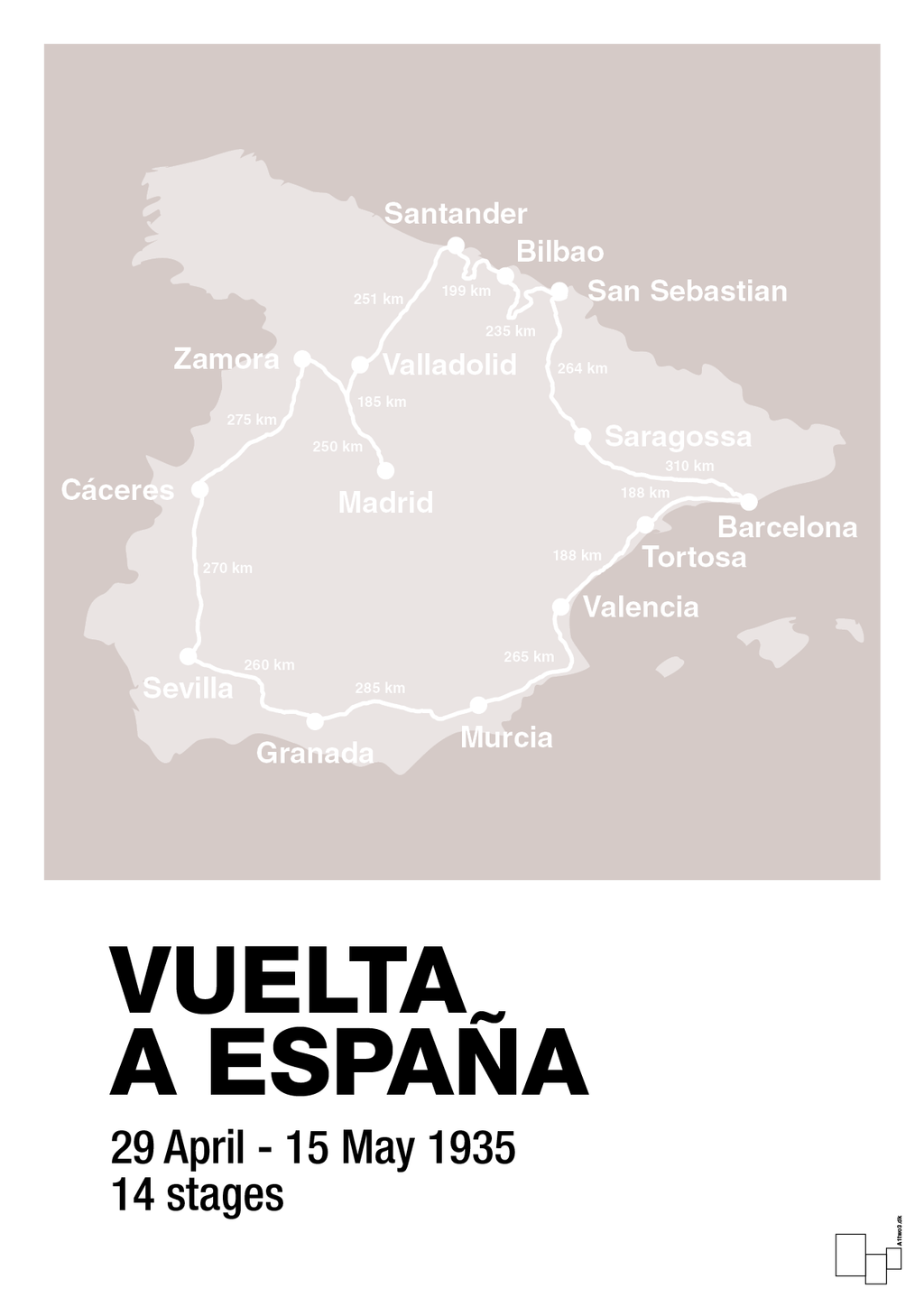 plakat: vuelta a españa 1935 - broken beige-Cykling-A1two3