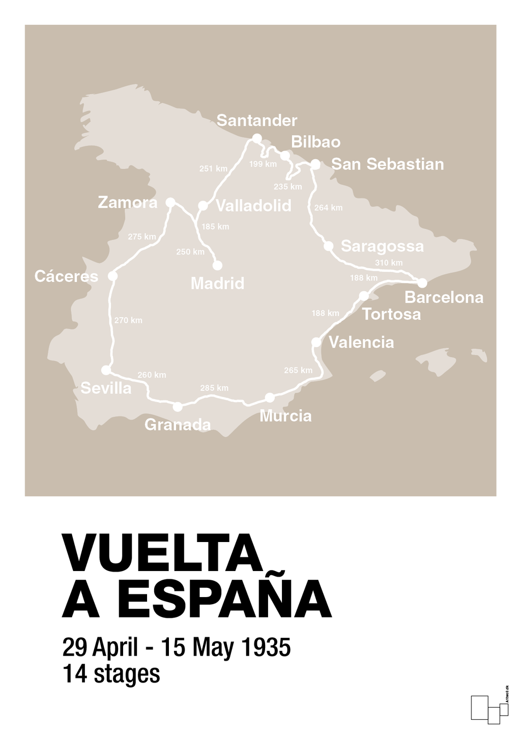 plakat: vuelta a españa 1935 - creamy mushroom-Cykling-A1two3