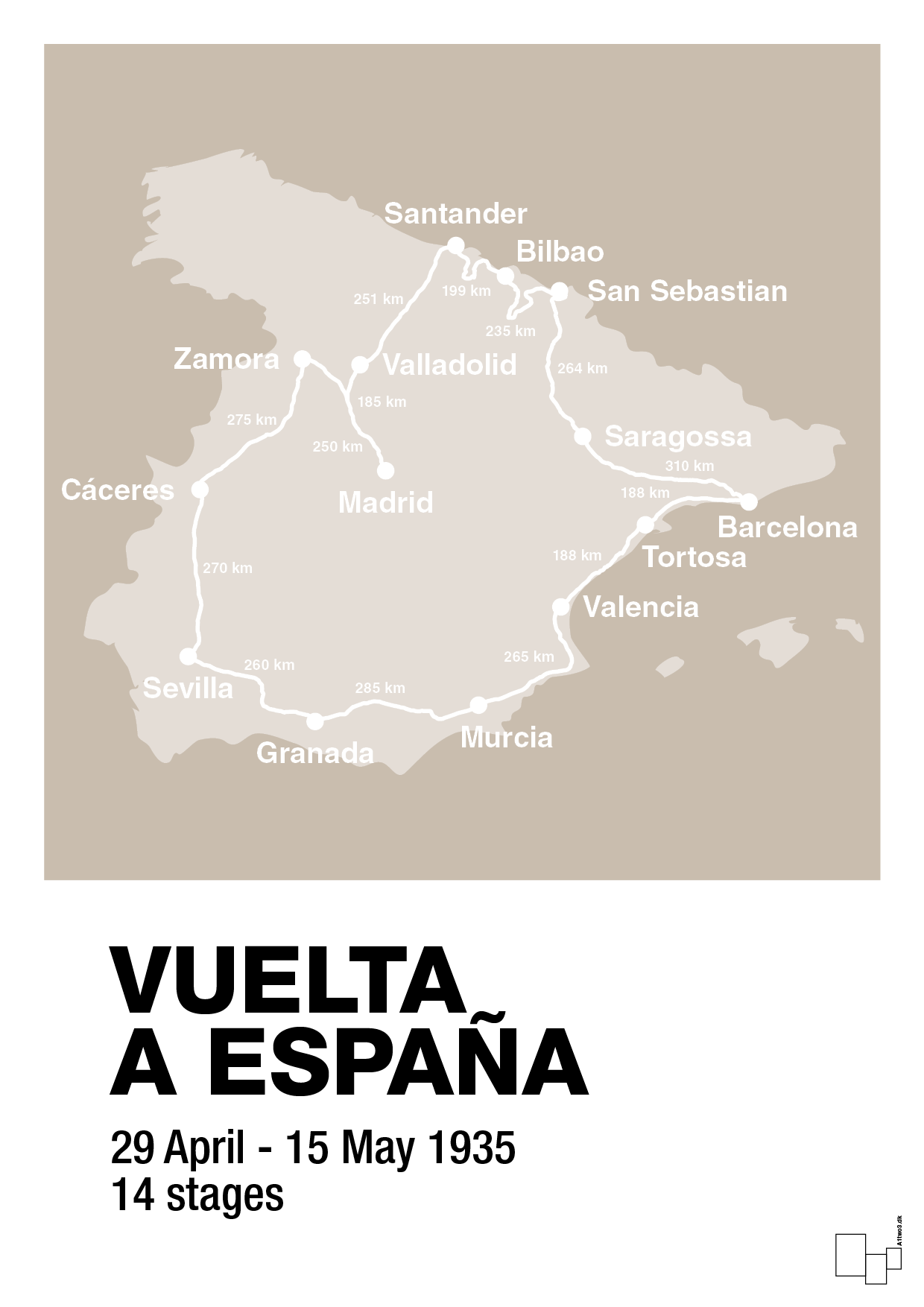 plakat: vuelta a españa 1935 - creamy mushroom-Cykling-A1two3