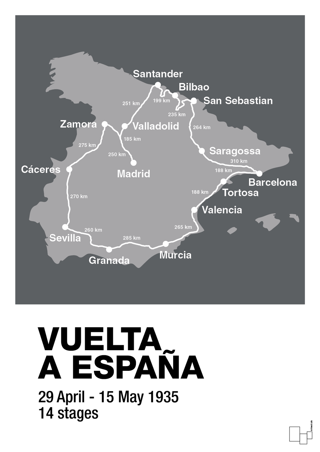 plakat: vuelta a españa 1935 - graphic charcoal-Cykling-A1two3