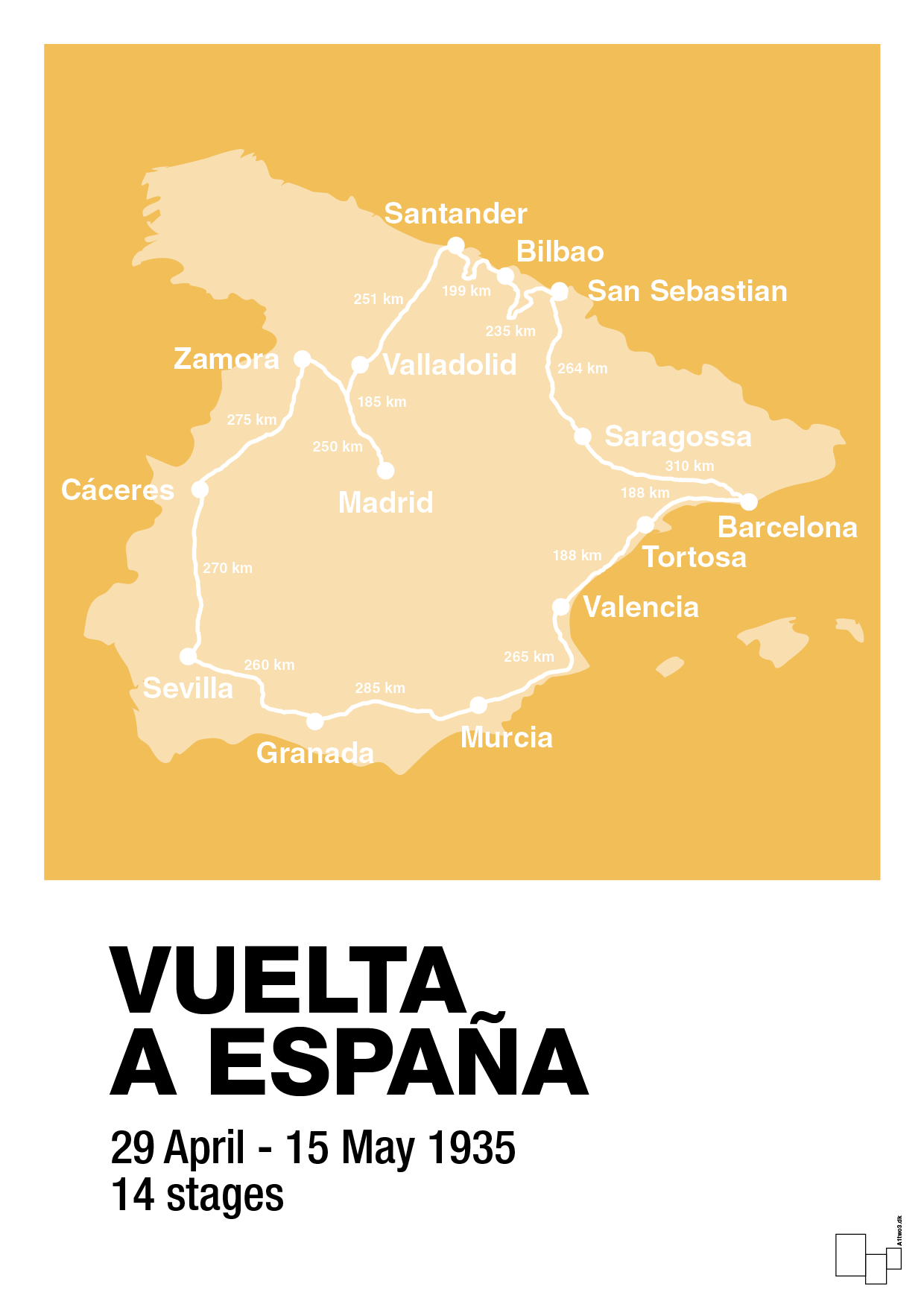 plakat: vuelta a españa 1935 - honeycomb-Cykling-A1two3