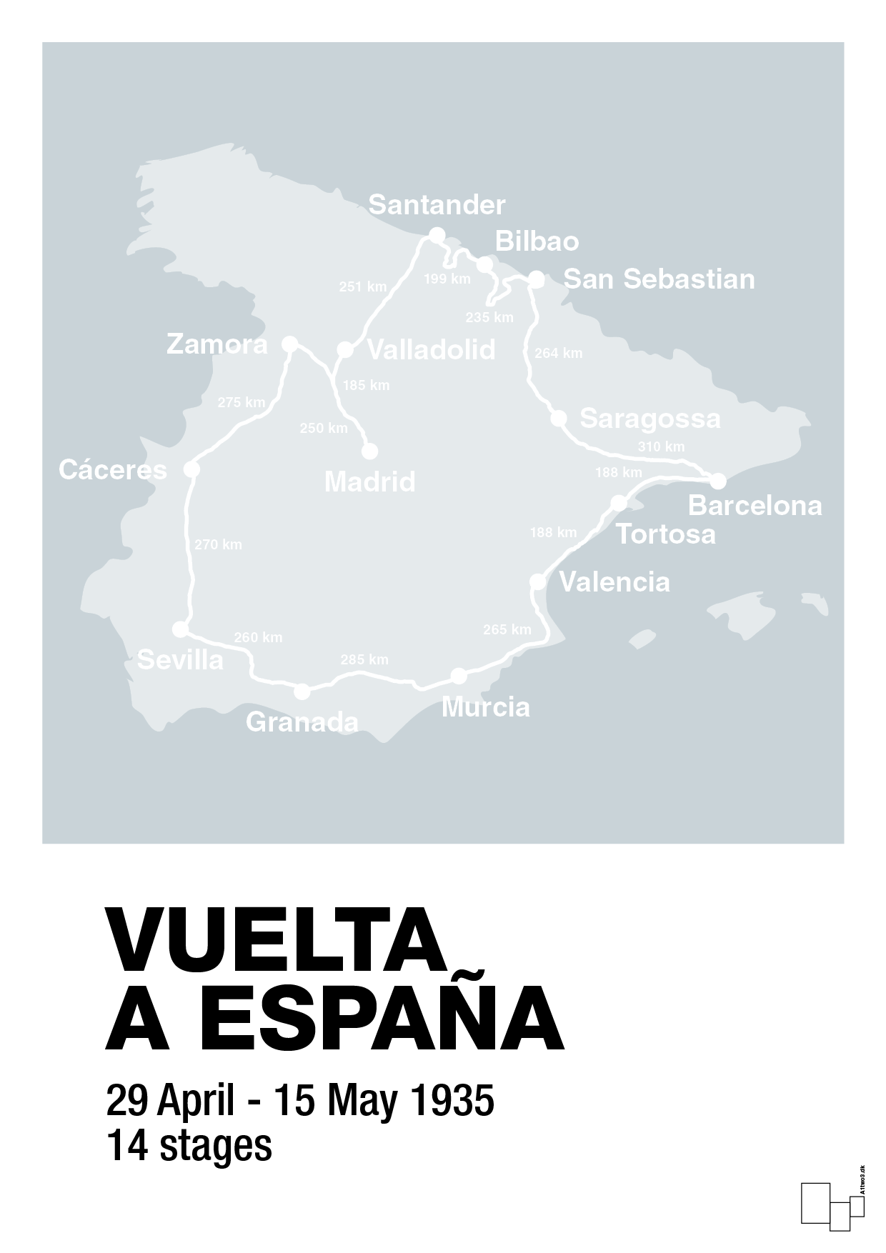 plakat: vuelta a españa 1935 - light drizzle-Cykling-A1two3